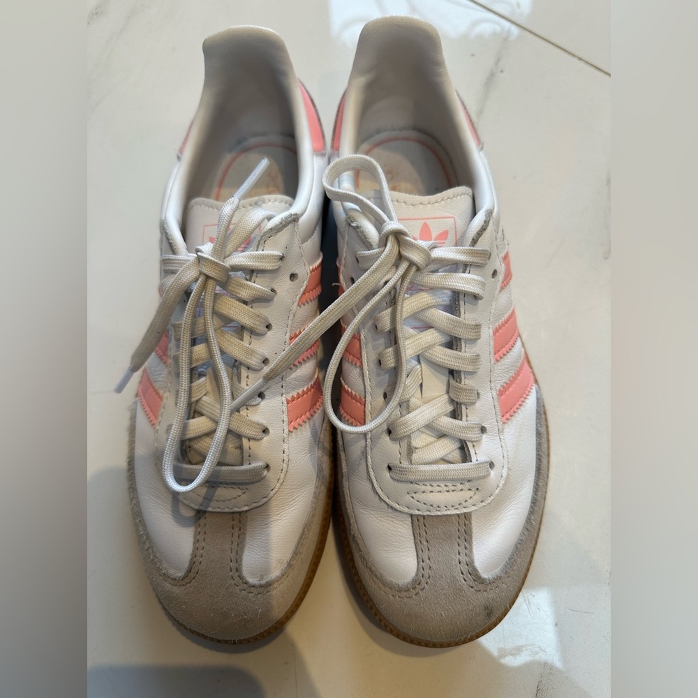 Adidas Originals Samba Girls White and Pink Sneakers size 3